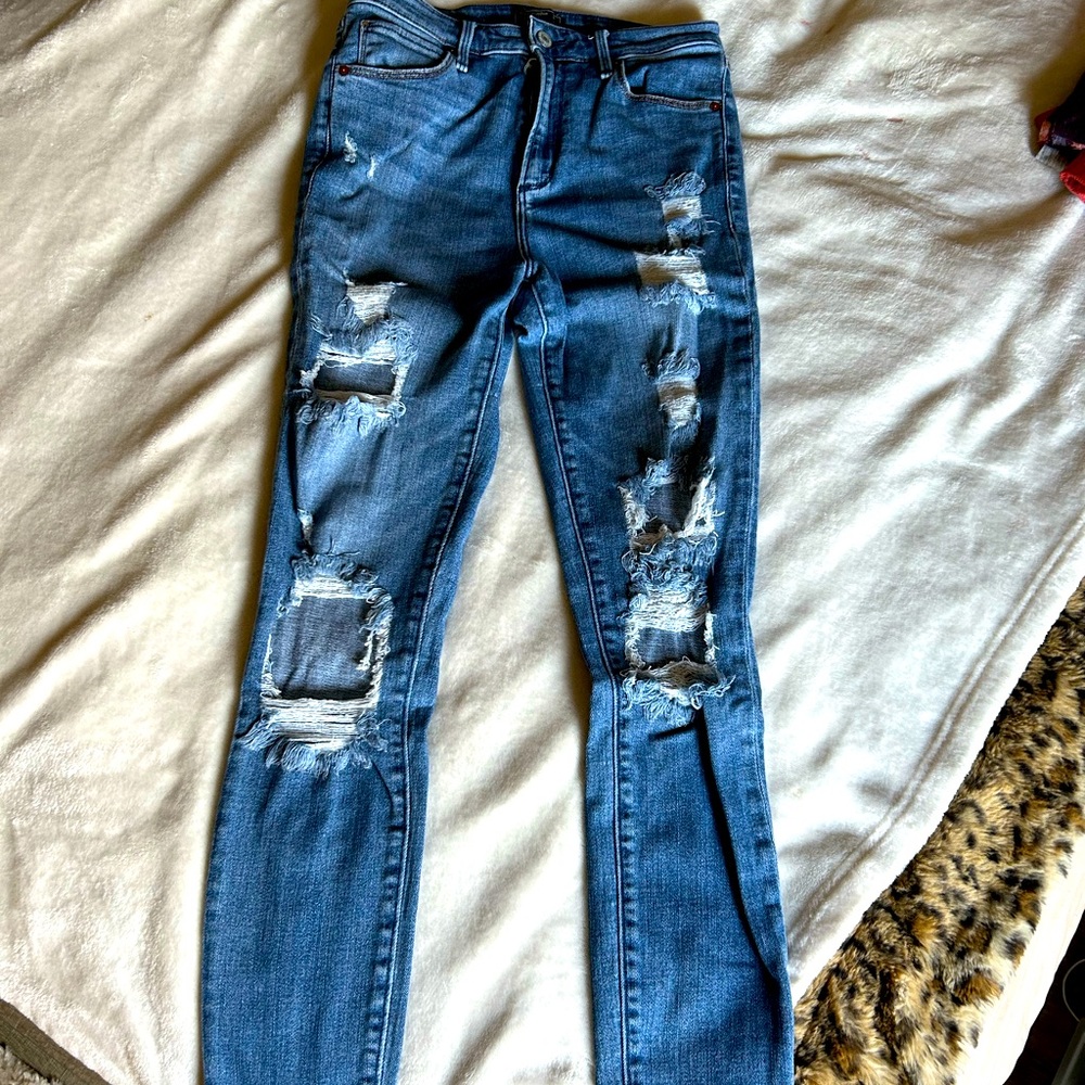 Abercrombie destroyed high waisted skinny stretch jeans 27/4
